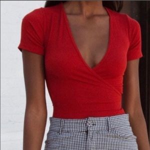 NWT red brandy Melville cross body suit